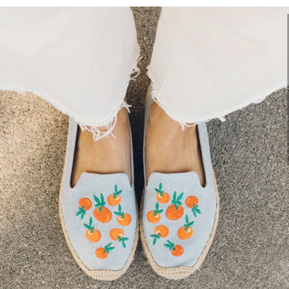 SOLUDOS & Anthropologie Clementines Blue Platform Espadrilles Size 8